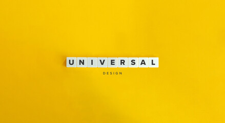 Universal Design Banner. Block letters on bright orange background. Minimal aesthetics.
