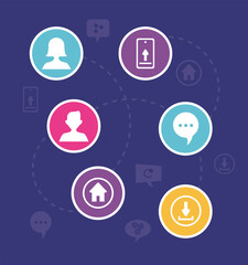 communication icons in circles