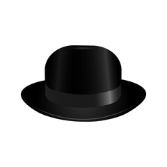 Gentleman black bowler hat for web design Fashion and vintage man hat