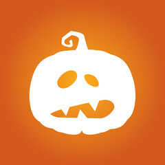 Halloween white scary pumpkin in flat style Holiday cartoon concept