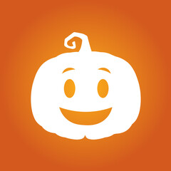 Halloween white scary pumpkin in flat style Holiday cartoon concept