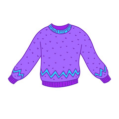Cozy purple sweater. Clothes for autumn and 