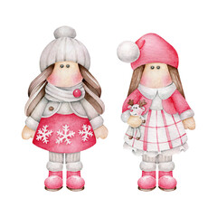 Watercolor Christmas toys