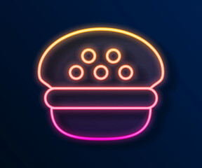 Glowing neon line Taxi driver cap icon isolated on black background. Vector