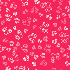 White line Route location icon isolated seamless pattern on red background. Map pointer sign. Concept of path or road. GPS navigator. Vector