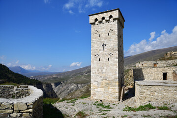 Fototapeta na wymiar Tower in Khoy village. Chechnya, Russia, Caucasus