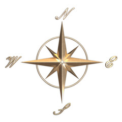 Classic wind rose sign 3d rendering