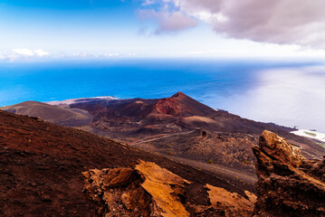 Teneguia Volcano in Fuencaliente, Island of La Palma, one of the Canary Islands, in the Cumbre...