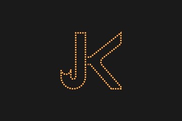 Jk monoline logo.suitable for personal initials branding, outdoors clothing, sportswear, apparel label, accessories line, dj, electronics store, entertainment and media, advertising, marketing, r