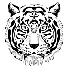 ornate tiger face silhouette