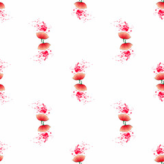 Vector seamless pattern with red flowers on a white background. Use in fabric, wrapping paper, wallpaper, bags, clothes, dishes, cases on smartphones and tablets.