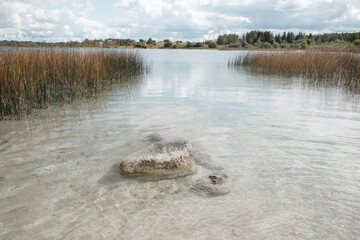 transparent wather in Lake Dontso, Volosovsky District, Leningrad Region Kurlevskie Quarries in the autumn