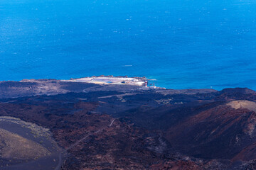 Volcanic landscape, Lighthouse and salina of Fuencaliente, La Palma, Canary Islands