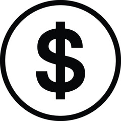 Dollar sign icon in a black circle.
