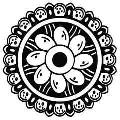 Vector Mandala for coloring book, Indian motifs
