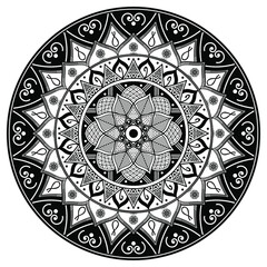 Vector Mandala for coloring book, Indian motifs

