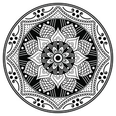 Vector Mandala for coloring book, Indian motifs
