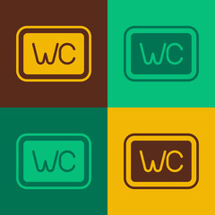Pop art Toilet icon isolated on color background. WC sign. Washroom. Vector