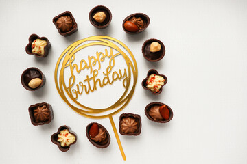 set of chocolates isolated on white background 