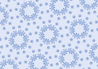 Snowflakes with a watercolor texture. Celebratory background can be used for graphic designs Christmas, invitations and greeting cards, photo frames, posters, winter holidays. Pattern