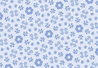 Snowflakes with a watercolor texture. Celebratory background can be used for graphic designs Christmas, invitations and greeting cards, photo frames, posters, winter holidays. Pattern