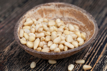 peeled pine nuts of small size