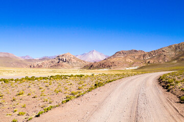 Bolivian dirt road view,Bolivia