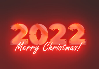 3d rendering, figures from frosted glass and glossy surface, 2022 new year and christmas