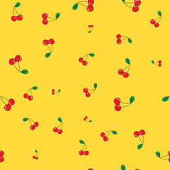 Cherry cute seamless pattern background for kids textile. Vector Illustration