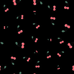 Cherry cute seamless pattern background for kids textile. Vector Illustration