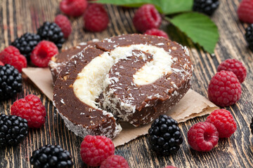 chocolate cake with creamy coconut filling