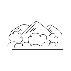 mountain valley landscape outline  vector illustration