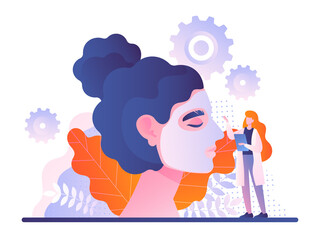 Cosmetologist performs procedure concept