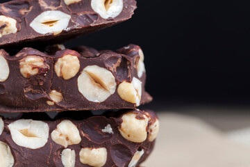 bitter chocolate with hazelnuts, homemade