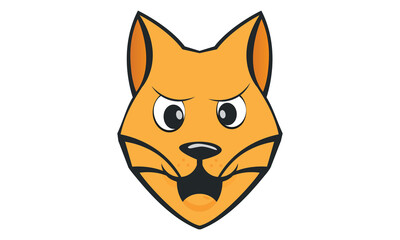 Fototapeta na wymiar Cute happy cartoon fox face logo vector illustration in white background