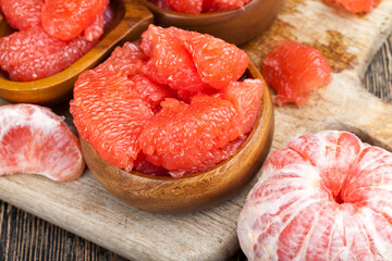 sour ripe grapefruit peeled and divided