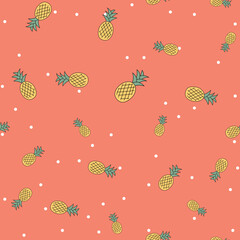 Pineapple cute seamless pattern background for kids textile. Vector Illustration