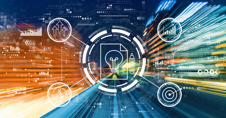 Idea of success theme with abstract high speed technology motion blur