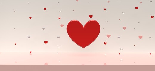 Hearts - Appreciation and love theme - 3D render illustration