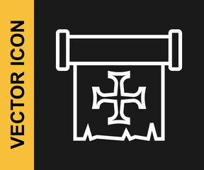 White line Crusade icon isolated on black background. Vector