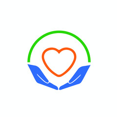 Hands hold the red heart symbol icon graphic design, logo sign isolated on white background vector illustration