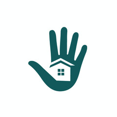 Obraz premium palm hand house shape vector 