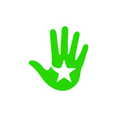 Man's hand with a golden star. Concepts of success and prosperity. 