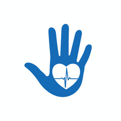 Obraz premium Hands and palms with heart shapes icons 