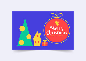 Creative Christmas composition. Cute Merry Christmas Greeting card template. Digital Holiday Card for new year gifts. vector Illustration 
