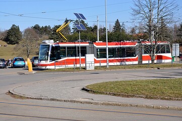Fototapeta na wymiar modern tram, city Brno, Czech republic, Europe 