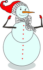 snowman vector isolated. Winter character for cards, invitations and children's games