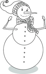 snowman vector isolated. Winter character for cards, invitations and children's games