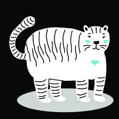 Happy new year 2022 new year tiger symbol of the year, . Isolated cartoon element. Congratulatory vector postcard. tiger vector isolated. Winter character for cards, invitations and children's games