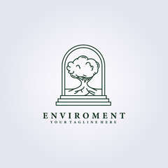 growth tree stairs line logo vector illustration design